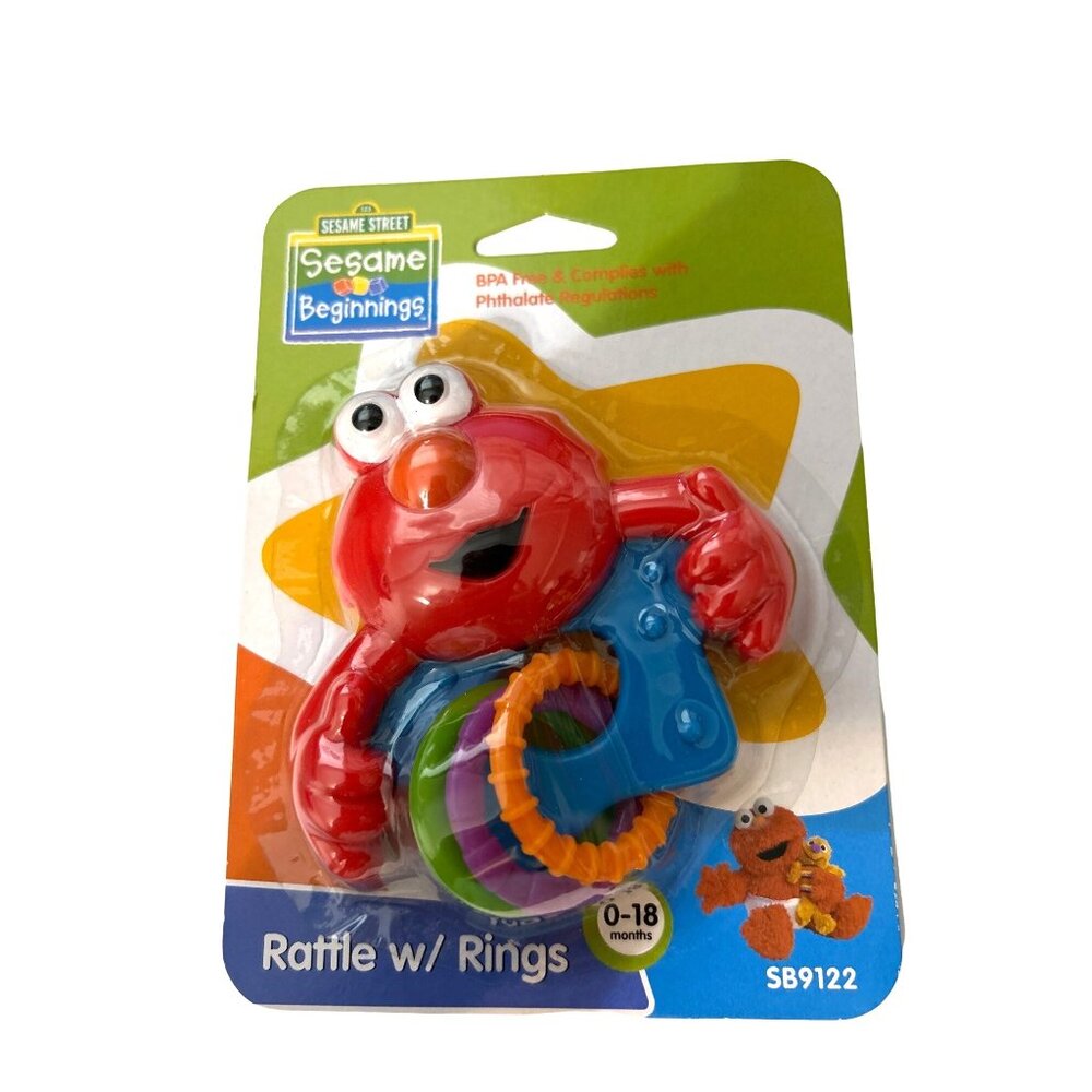 Elmo Baby Toy Sesame Street Beginnings Baby Rattle/Rings SB9122 0-18 Months New